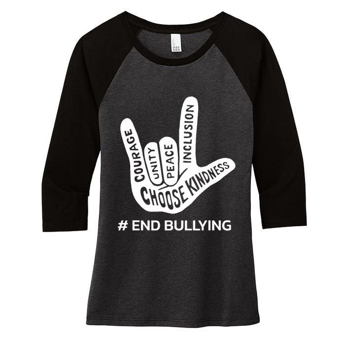 Unity Day Orange Anti Bullying Peace Love Sign Language Women's Tri-Blend 3/4-Sleeve Raglan Shirt