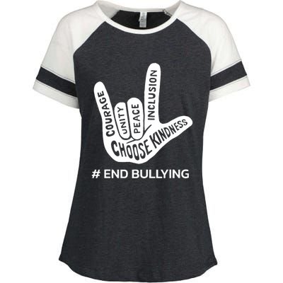 Unity Day Orange Anti Bullying Peace Love Sign Language Enza Ladies Jersey Colorblock Tee