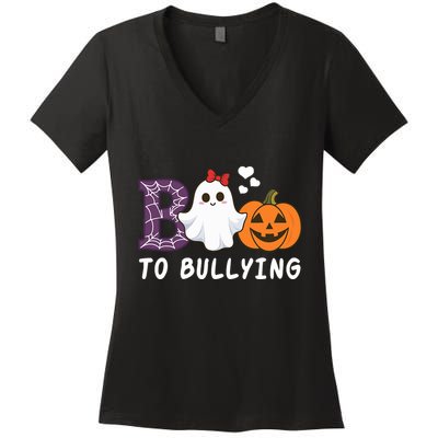 Unity Day Orange Funny Halloween Boo To Bullying Women's V-Neck T-Shirt