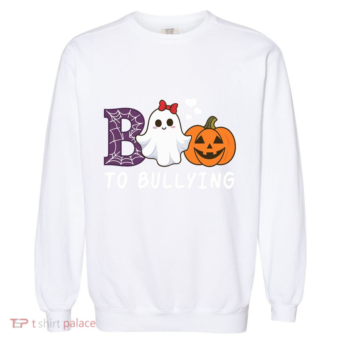 Unity Day Orange Funny Halloween Boo To Bullying Garment-Dyed Sweatshirt