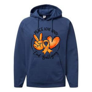 Unity Day Orange Peace Love Unity End Bullying Kindness Gift Performance Fleece Hoodie