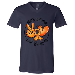 Unity Day Orange Peace Love Unity End Bullying Kindness Gift V-Neck T-Shirt