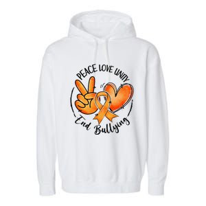 Unity Day Orange Peace Love Unity End Bullying Kindness Gift Garment-Dyed Fleece Hoodie