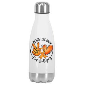 Unity Day Orange Peace Love Unity End Bullying Kindness Gift Stainless Steel Insulated Water Bottle