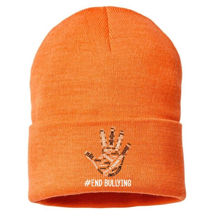 Unity Day Orange 2022 Anti Bullying Love Sign Language Sustainable Knit Beanie