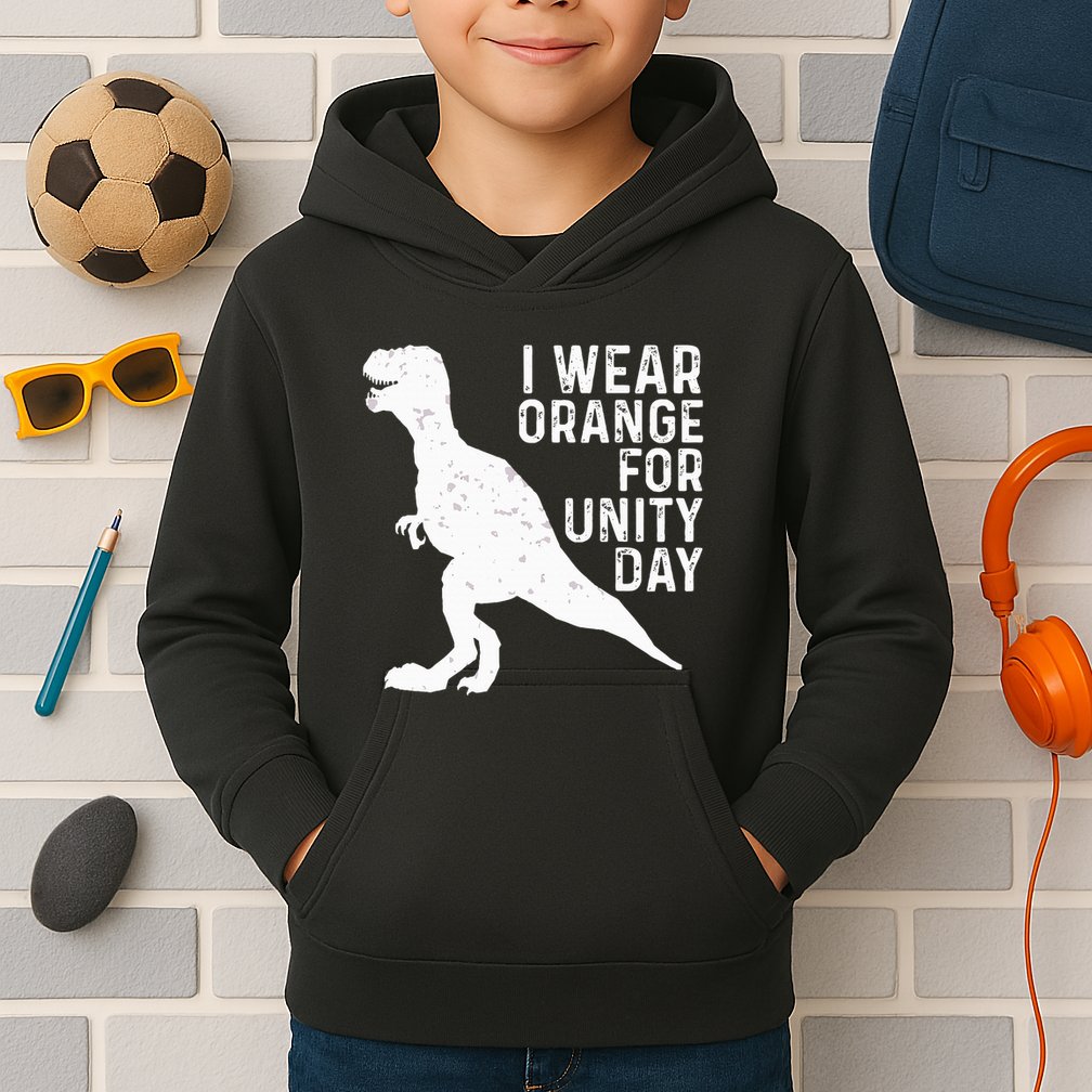 Unity Day Orange Unity Day Dinosaur Kids Hoodie