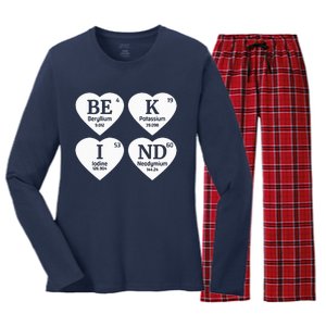 Unity Day Orange Be Kind Chemistry Periodic Table Women's Long Sleeve Flannel Pajama Set 