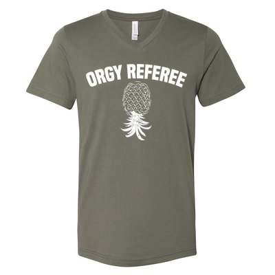 Upside Down Pineapple Group Sex Orgy Referee Swingers V-Neck T-Shirt