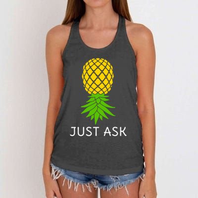 Upside Down Pineapple Great Gift Sharing Swinger Gift Women's Knotted Racerback Tank