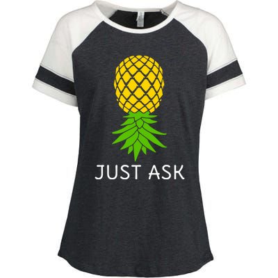 Upside Down Pineapple Great Gift Sharing Swinger Gift Enza Ladies Jersey Colorblock Tee