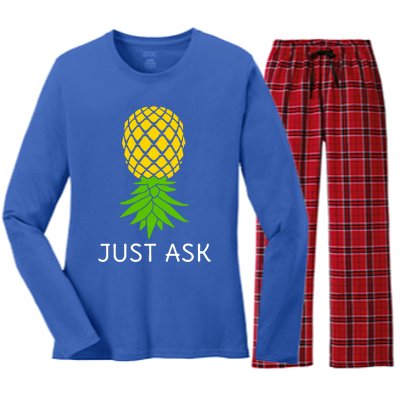 Upside Down Pineapple Great Gift Sharing Swinger Gift Women's Long Sleeve Flannel Pajama Set 