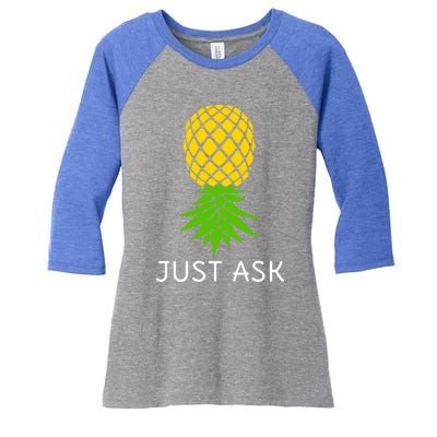 Upside Down Pineapple Great Gift Sharing Swinger Gift Women's Tri-Blend 3/4-Sleeve Raglan Shirt