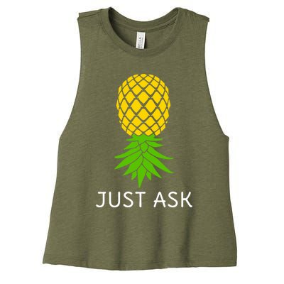 Upside Down Pineapple Great Gift Sharing Swinger Gift Women's Racerback Cropped Tank