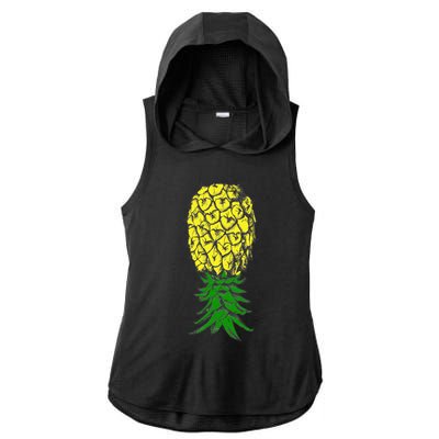 Upside Down Pineapple Gift Ladies PosiCharge Tri-Blend Wicking Draft Hoodie Tank