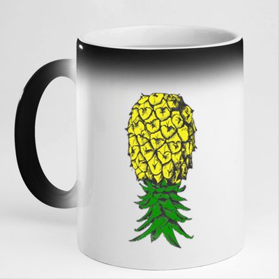 Upside Down Pineapple Gift 11oz Black Color Changing Mug