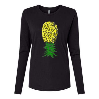 Upside Down Pineapple Gift Womens Cotton Relaxed Long Sleeve T-Shirt