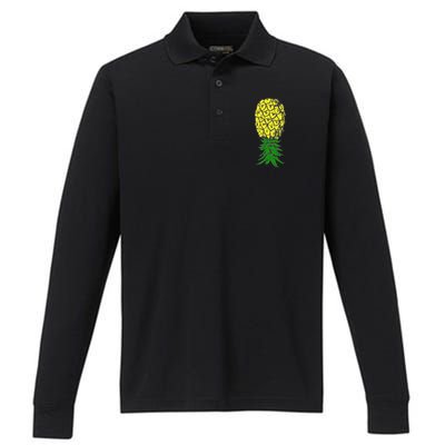 Upside Down Pineapple Gift Performance Long Sleeve Polo