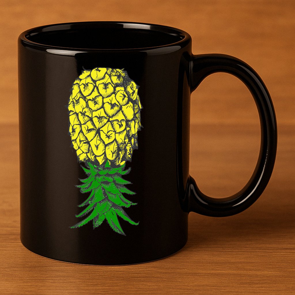 Upside Down Pineapple Gift 11oz C Handle Ceramic Mug