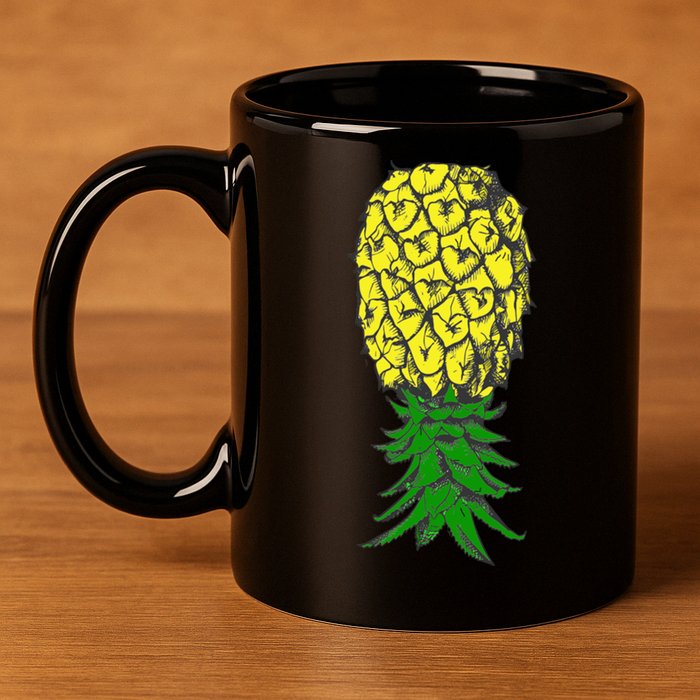 Upside Down Pineapple Gift 11oz C Handle Ceramic Mug