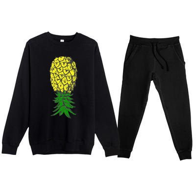 Upside Down Pineapple Gift Premium Crewneck Sweatsuit Set