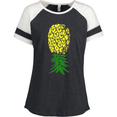 Upside Down Pineapple Gift Enza Ladies Jersey Colorblock Tee