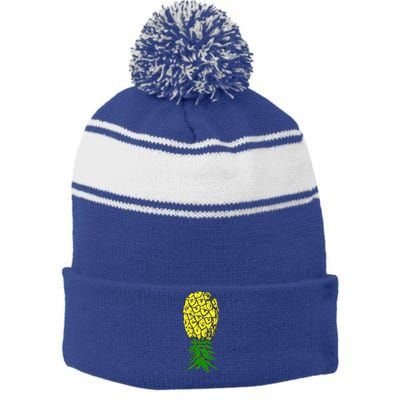 Upside Down Pineapple Gift Stripe Pom Pom Beanie