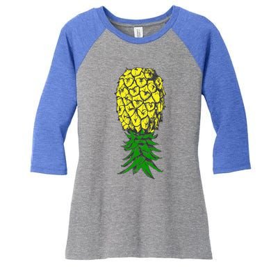 Upside Down Pineapple Gift Women's Tri-Blend 3/4-Sleeve Raglan Shirt