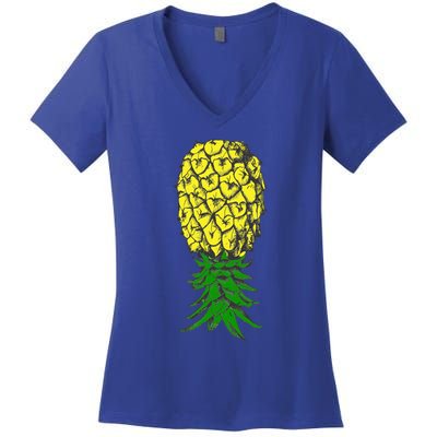 Upside Down Pineapple Gift Women's V-Neck T-Shirt