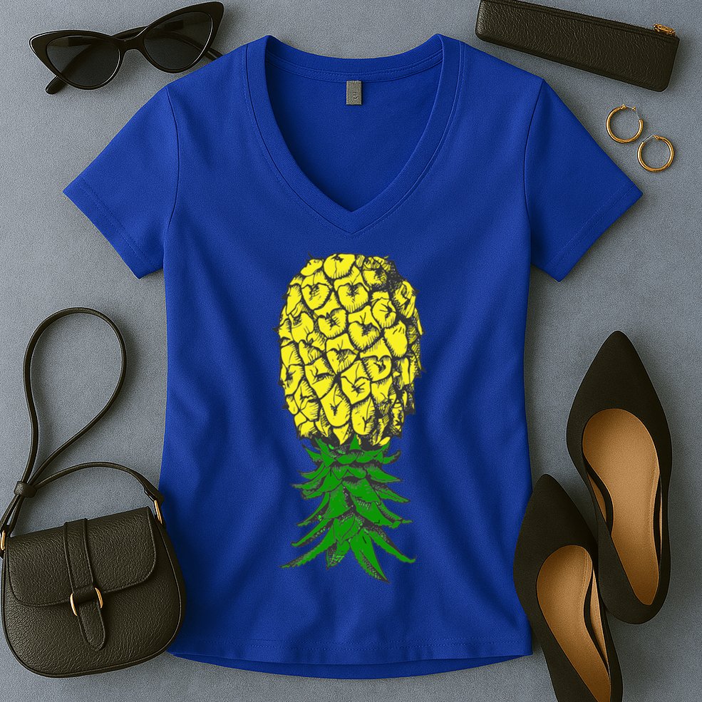 Upside Down Pineapple Gift Women's V-Neck T-Shirt