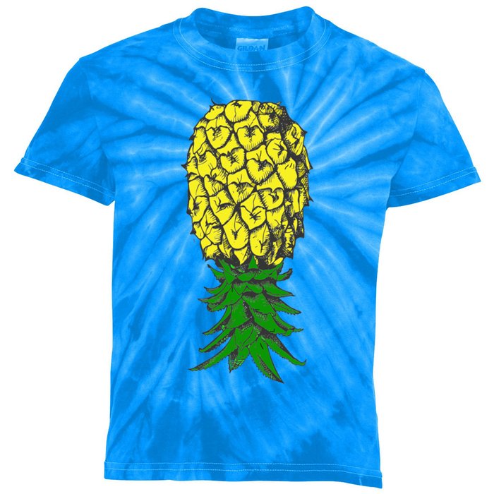 Upside Down Pineapple Gift Kids Tie-Dye T-Shirt