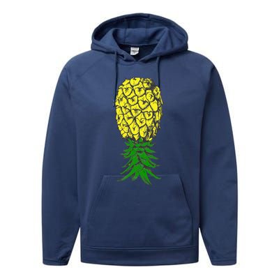 Upside Down Pineapple Gift Performance Fleece Hoodie