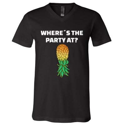 Upside Down Pineapple Where´S The Party At V-Neck T-Shirt