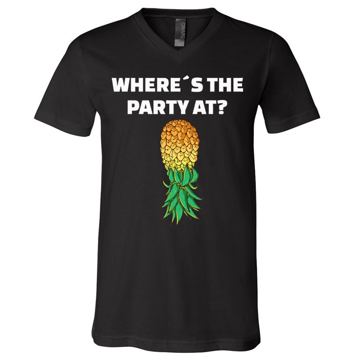 Upside Down Pineapple Where´S The Party At V-Neck T-Shirt