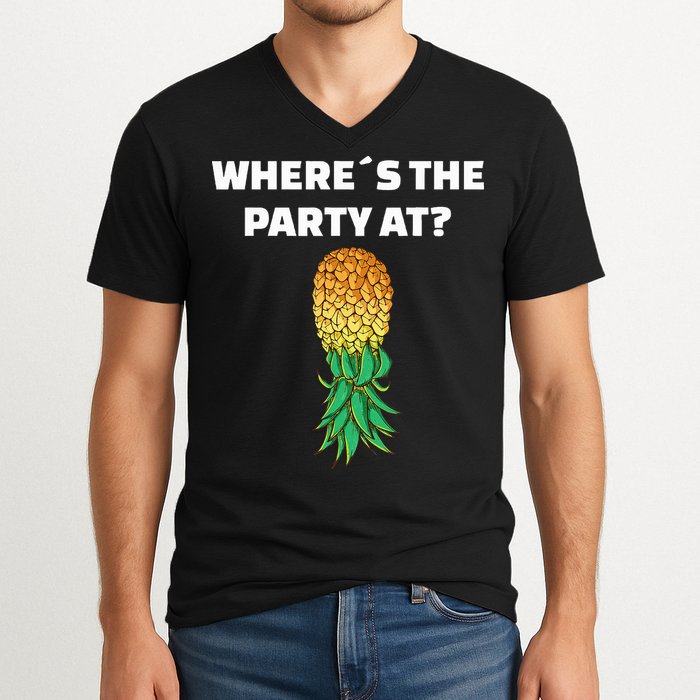 Upside Down Pineapple Where´S The Party At V-Neck T-Shirt