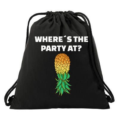 Upside Down Pineapple Where´S The Party At Drawstring Bag