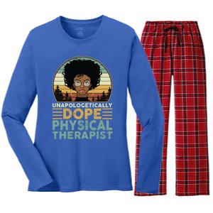 Unapologetically Dope Physical Therapist Black Nurse Mom Great Gift Women's Long Sleeve Flannel Pajama Set 