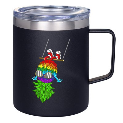 Upside Down Pineapple Swingers Swinging Lgbtq Adult Humor Gift 12oz Stainless Steel Coffee Mug