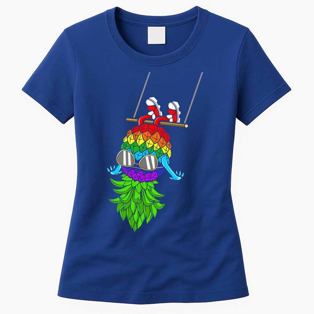 Upside Down Pineapple Swingers Swinging Lgbtq Adult Humor Gift Womens T-Shirt