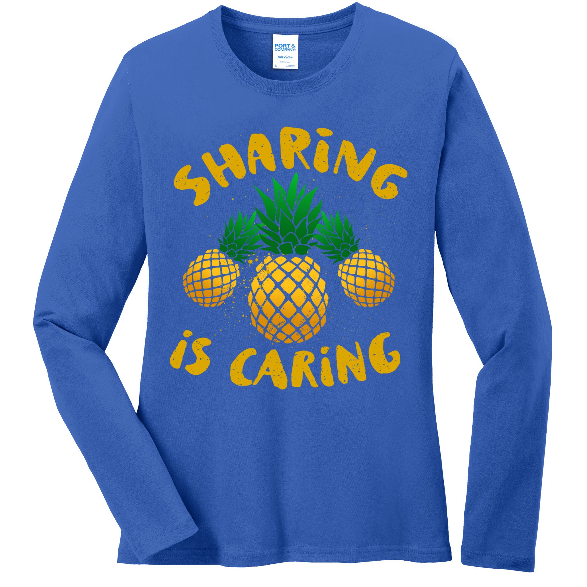 Upside Down Pineapple Cute Gift Sharing Swinger Gift Ladies Long Sleeve Shirt
