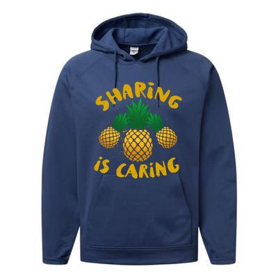 Upside Down Pineapple Cute Gift Sharing Swinger Gift Performance Fleece Hoodie