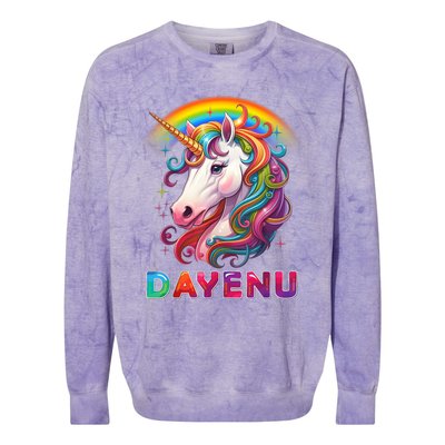 Unicorn Dayenu Passover Matzah Four Cups Colorblast Crewneck Sweatshirt