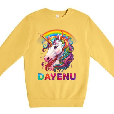 Unicorn Dayenu Passover Matzah Four Cups Premium Crewneck Sweatshirt