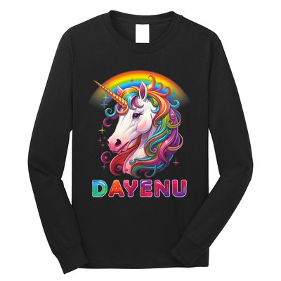 Unicorn Dayenu Passover Matzah Four Cups Long Sleeve Shirt