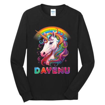 Unicorn Dayenu Passover Matzah Four Cups Tall Long Sleeve T-Shirt