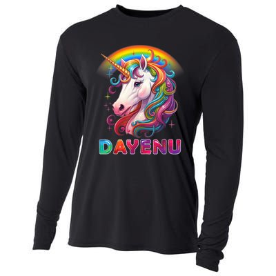 Unicorn Dayenu Passover Matzah Four Cups Cooling Performance Long Sleeve Crew