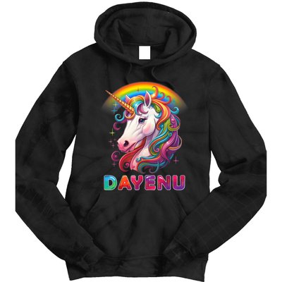 Unicorn Dayenu Passover Matzah Four Cups Tie Dye Hoodie