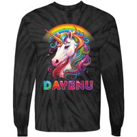 Unicorn Dayenu Passover Matzah Four Cups Tie-Dye Long Sleeve Shirt