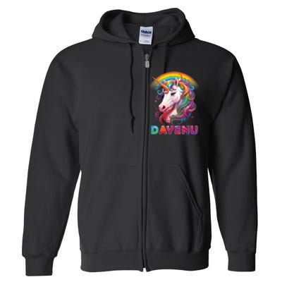 Unicorn Dayenu Passover Matzah Four Cups Full Zip Hoodie