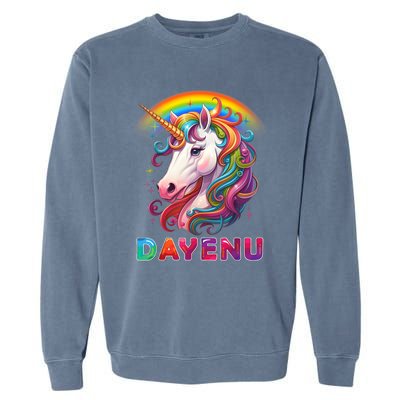 Unicorn Dayenu Passover Matzah Four Cups Garment-Dyed Sweatshirt