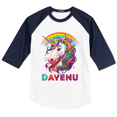 Unicorn Dayenu Passover Matzah Four Cups Baseball Sleeve Shirt